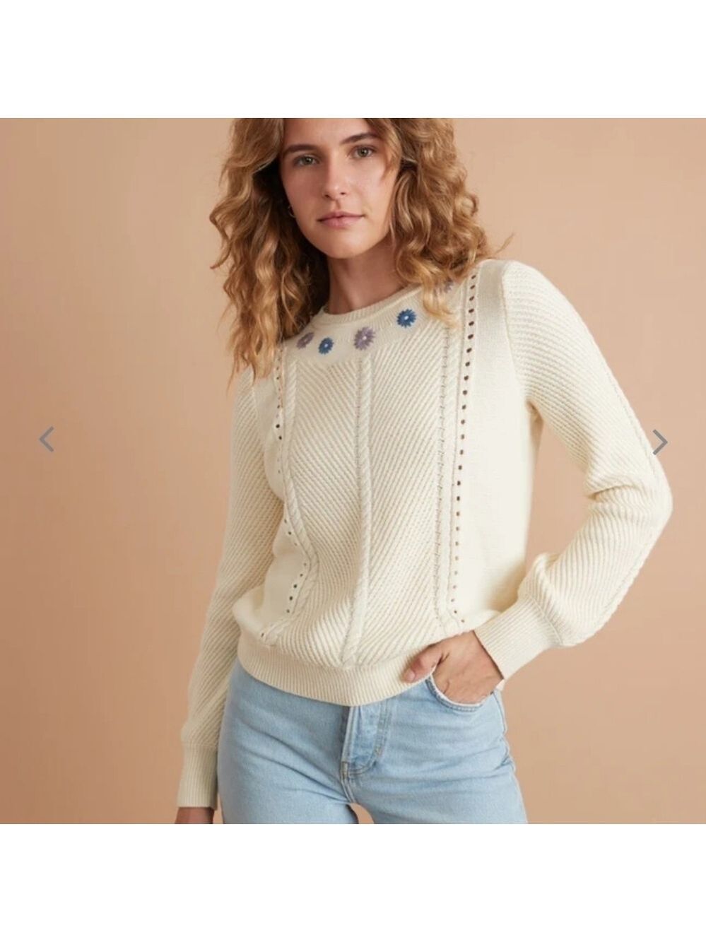 Marine layer Jada Crewneck Sweater in Ivory - Picture 1 of 8